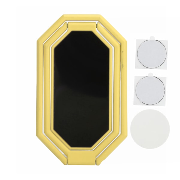 Rhombus Formet Telefon Finger Ring Grip 360° Rotationsstanderholder til Magnetisk Bilholder Gul