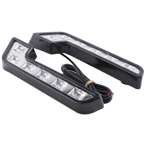 2x 12V supersterke DRL LED-kjørelys kompatible med biler vanntette LED-kjørelys tåkelys Black