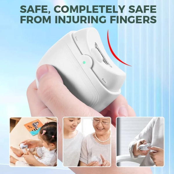 Elektrisk automatisk nagelklippare för vuxna Baby pedikyr Finger tå sax Nagelavfallsbehållare Anti-stänk manikyr White
