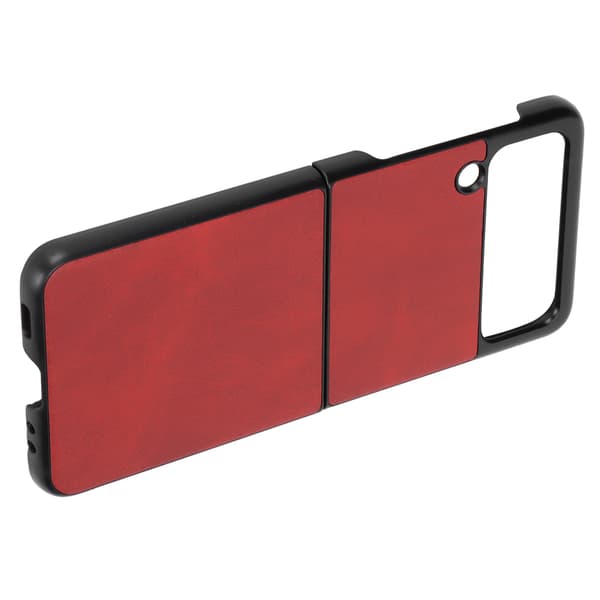 Leather Case for Samsung Galaxy Z Flip 3 Mobile Phone Shockproof Scratch Cover Red