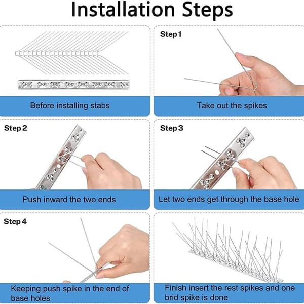 Fuglepigge i rustfrit stål, fuglepigge i stål