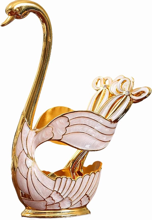 Includes a set of 6 coffee spoons - stylish gold dessert spoons.