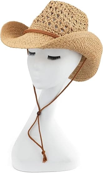 Voksen Solstråhatt Western Cowboyhatt Khaki