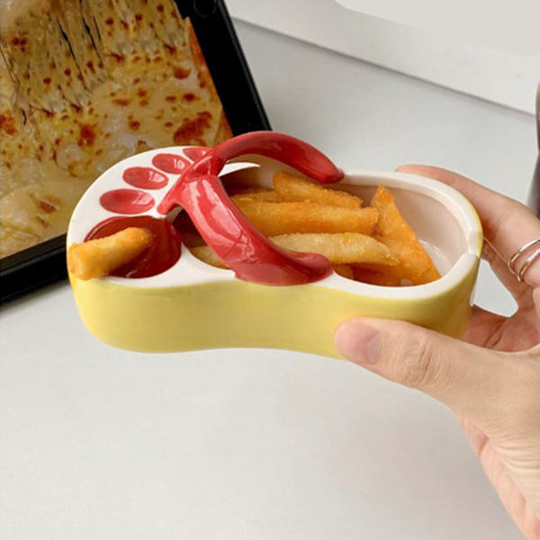 Keramisk Pommes Frites Skål Søde Klip Klappere Pommes Frites Tallerken Sød Keramisk Skål Klip Klapper Formet Snack Chip Sojasovs Serveringsskål Tallerken Orange