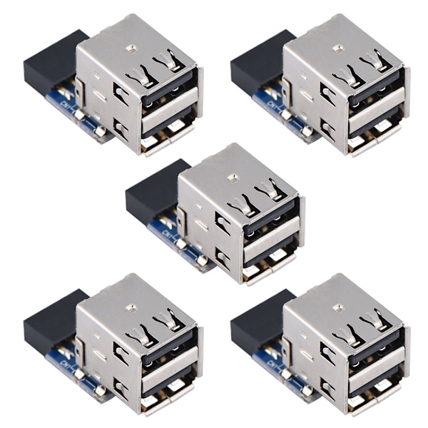5kpl USB2.0 Emolevyliitin 9Pin/10Pin Header - 2 USB2.0 A Porttisovitinta (Tyyppi A)
