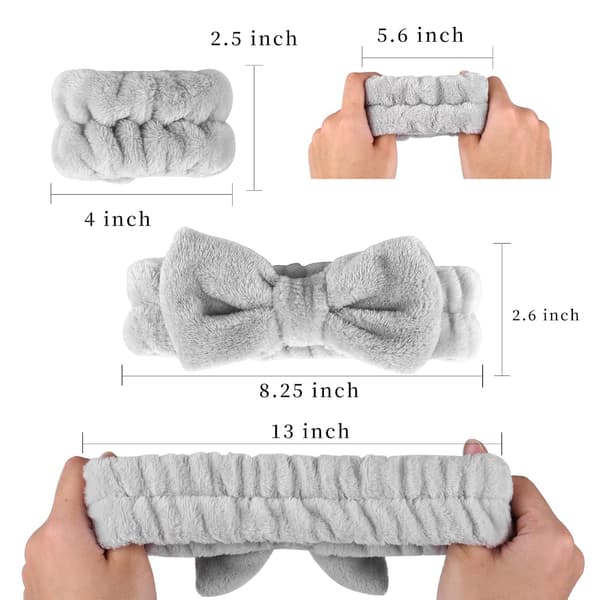 12-delt sæt ansigtsrensehårbånd og armbånd - bløde mikrofiber spa-hårbånd til bad og makeup