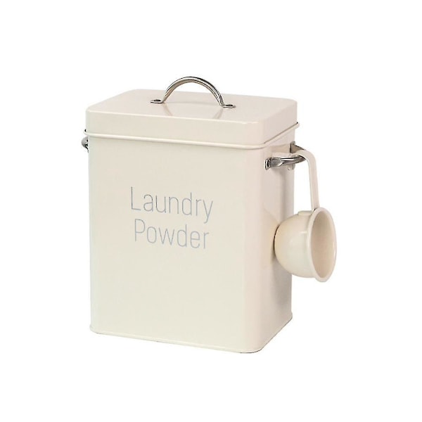 Square Metal Laundry Powder Storage Container with Lid and Spoon