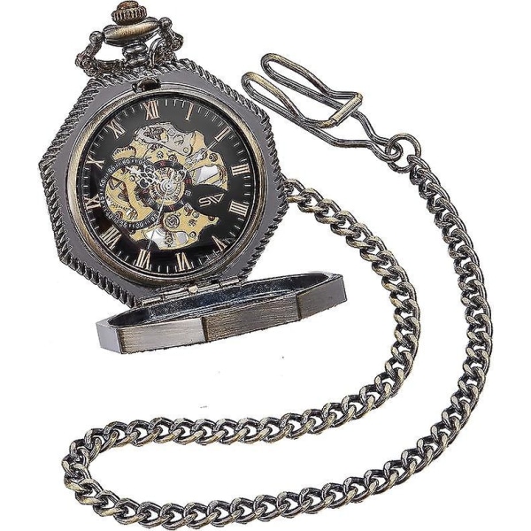 Vintage handuppdragande watch med kedja | Klassisk mekanisk rörelse | 1920-tals Railroad Steampunk kostymtillbehör