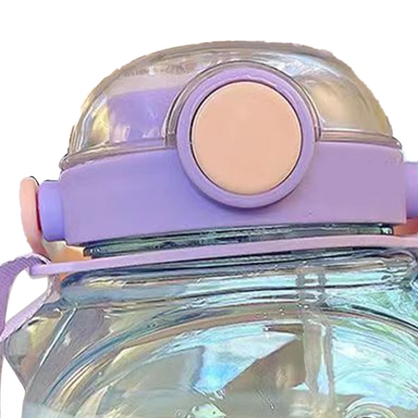 Stor vandflaske 1000 ml tegneserie bjørneform bærbar drikkedunk med sugerør til sommer lilla