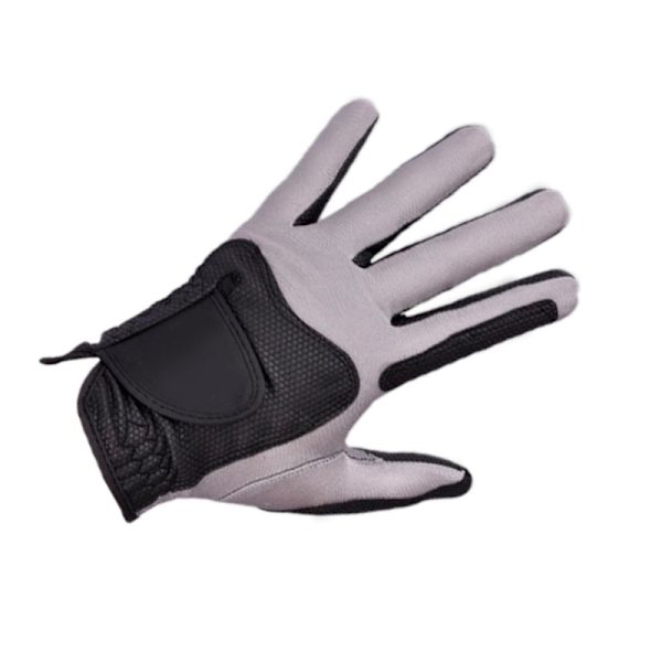 Golfhandske Vänster Hand Polyester Hög Elasticitet Andningsbar Tvättad Enstaka Golfhandske för Män Kvinnor Svart Grå L