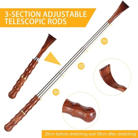 Back Scratcher Extendable-Back Scratcher-Extendable Back Scratcher-Portable Extendable Back Scratcher with Wooden Handle-Relieves Itching in Men and Women