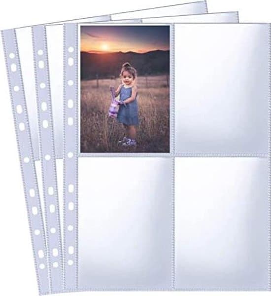 30-pack A4 photo pockets, suitable for A4 binders; transparent postcard pockets; double-sided photo pockets with 4 compartments
