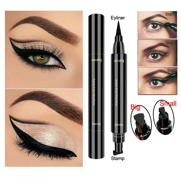Winged Eyeliner Stamp Double-Sided Waterproof Smudge-Proof Long-Lasting Vamp Style Wing Cat Eye Pen