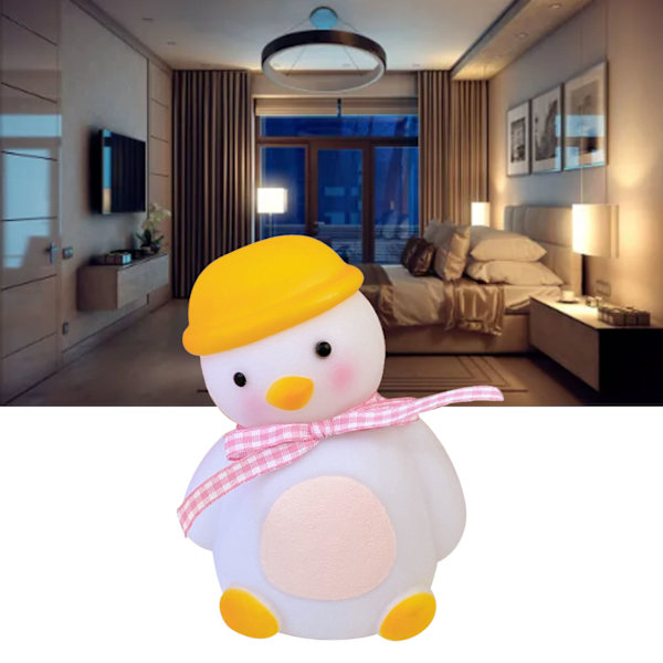 LED Natlampe Ælling med Pink Bånd Strømbesparende Sød Natlampe til Sovende Sengekanter Kollegier