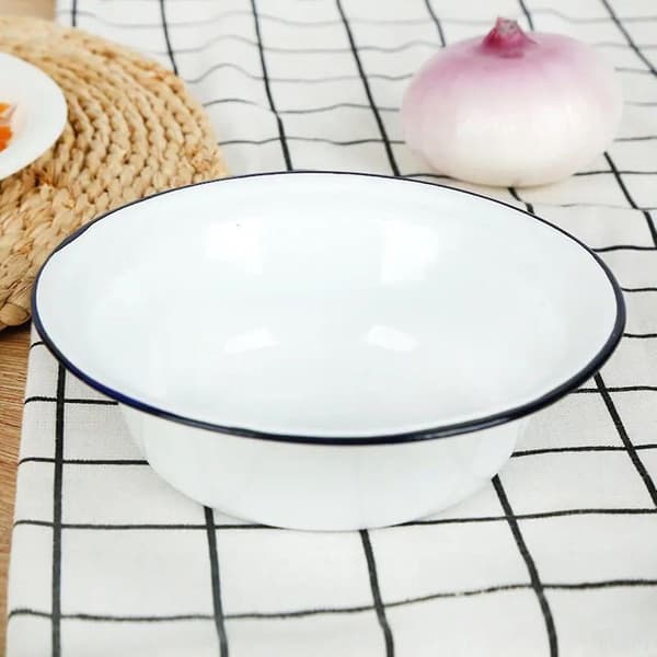Thickened Enamel Bowl Washable Nostalgic Fruit Pattern Soup Bowl for Dinner - WELLNGS