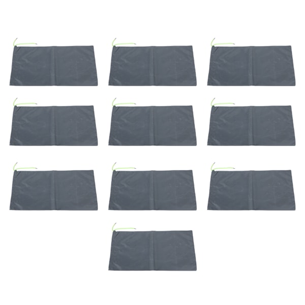 10 stk. Sandløse Sandsække Snoretræk Oversvømmelsesbarrierer Polyester 25x50 cm Dæmningspose til Kælder Garage Anti Oversvømmelse Grå