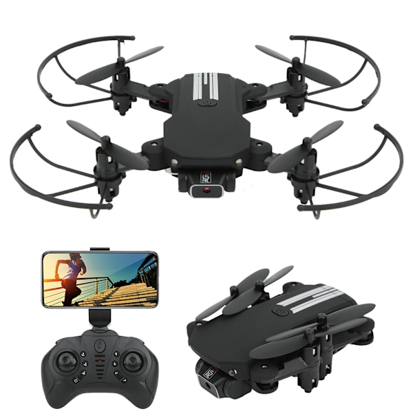 Mini Foldbar Drone med HD-kamera Professionel WIFI RC Drone Quadcopter Sort 480P