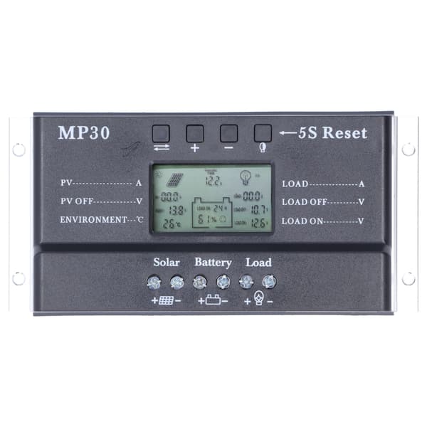 Solar Charge Controller 30A 12/24V LCD Display Baggrundslys Kredsløbsbeskyttelse USB-port MPPT PWM Batteriregulator