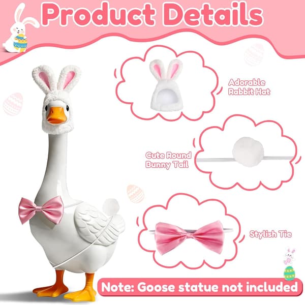 White Goose Costume - White Hat, Bowtie, and Pom-Pom Set