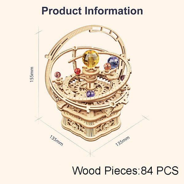 3D-puinen palapeli DIY-kokoonpano Puinen malli Mekaaninen musiikkilaatikko Pyörivä musiikkilaatikko Palapeli