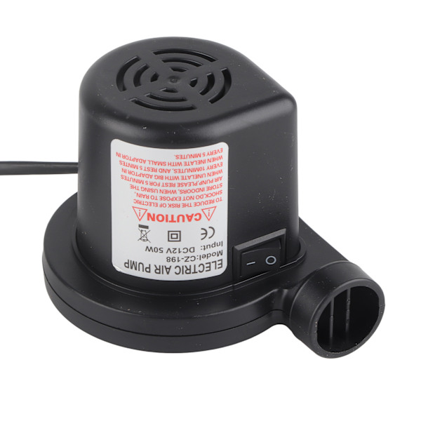 12V DC Elektrisk Luftpumpe med 3 Dyser for Oppblåsbare Madrasser, Flåte, Senger og Båter
