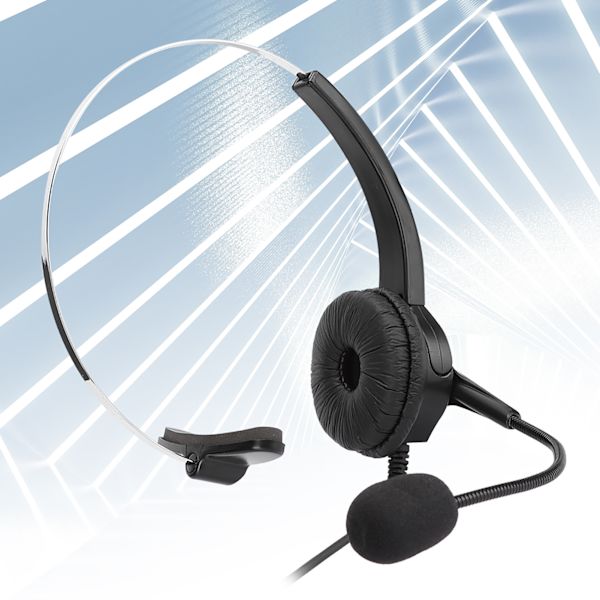 Call Center Headset med Mikrofon Håndfri Støyreduserende Monaural Ørepropp med 3.5mm Grensesnitt for Bordtelefon
