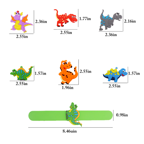 6 stk Dinosaur Slap Armbånd Fest Silikon Armbånd Dinosaur Bursdagsfest Dekorasjon Barn Baby Gave