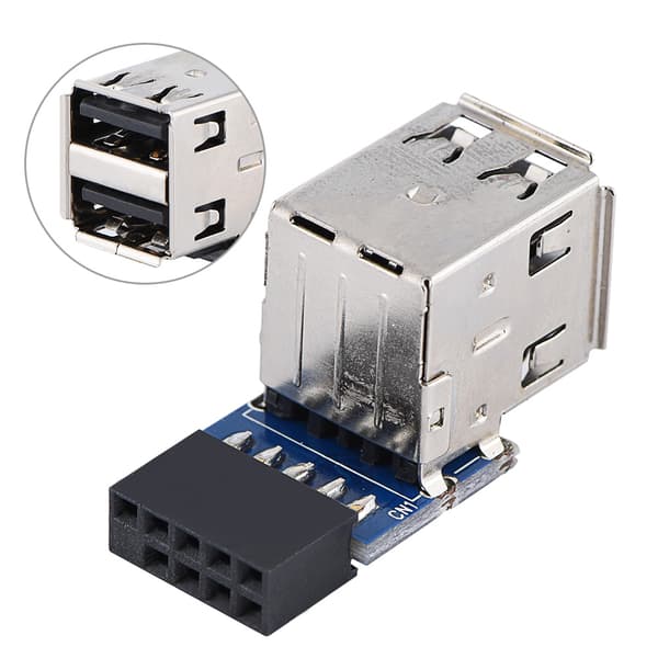5 st USB2.0 moderkortskontakt 9Pin/10Pin Header till 2 USB2.0 A-portadapter (Typ A)