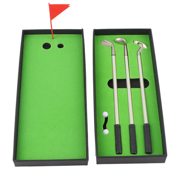 3 st Mini Golfklubbor Kulspetspenna Set med Bollar Flagga Kontorsmaterial Dekorationer