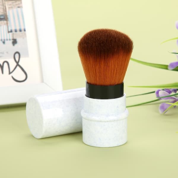 Short Marbling Makeup Foundation Brush Retractable Handle Blush Powder Brush Blue