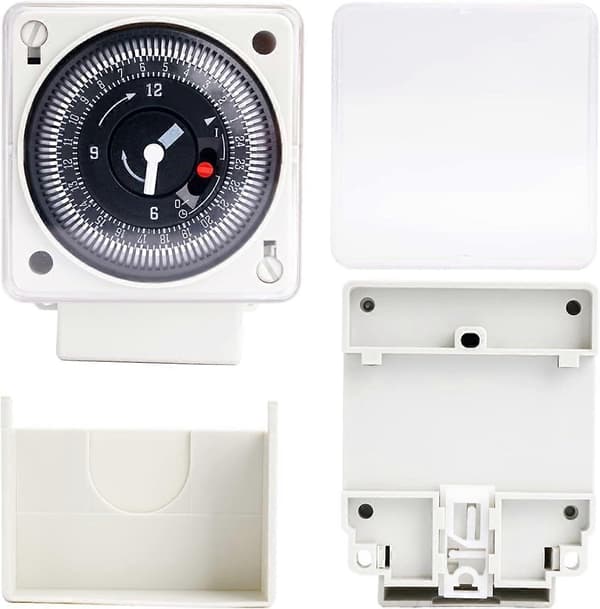 Mekanisk timer, 220-240V 16A, 24 timer, analog daglig, universalbryter - enkanals tidsbryter, nedsenkbar segmentert timer