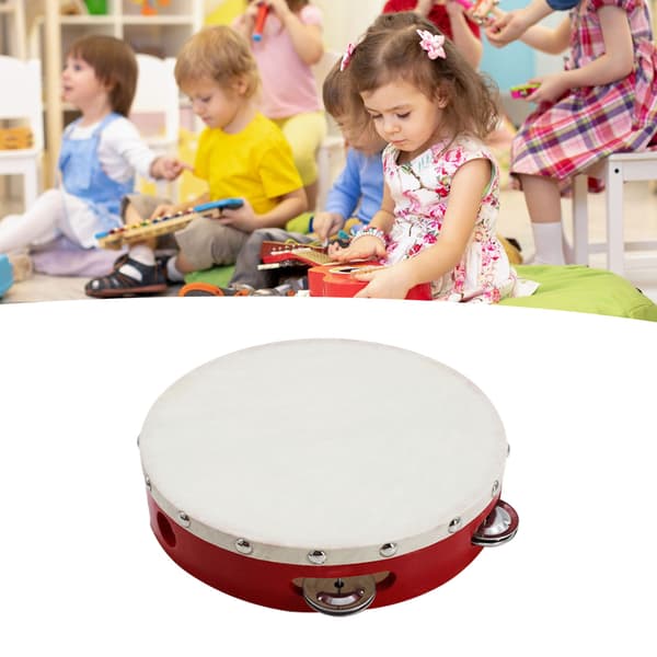 8-inch Adjustable Comfortable Grip Handheld Tambourine Drum Kids Musical Educational Instrument
