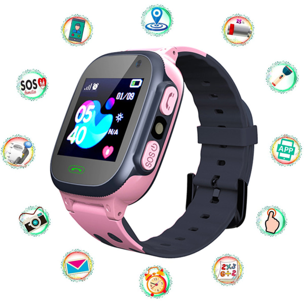 Kids Smartwatch LBS Smart Watch med lommelykter Anti Lost Voice Chat for gutter Jenter Bursdagsgaver pink