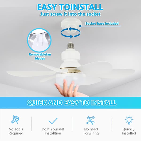 Ceiling fan with light and remote control, dimmable LED ceiling fan with 40W E27 integrated lamp, 6 blades, 3 speeds, quiet, for living room