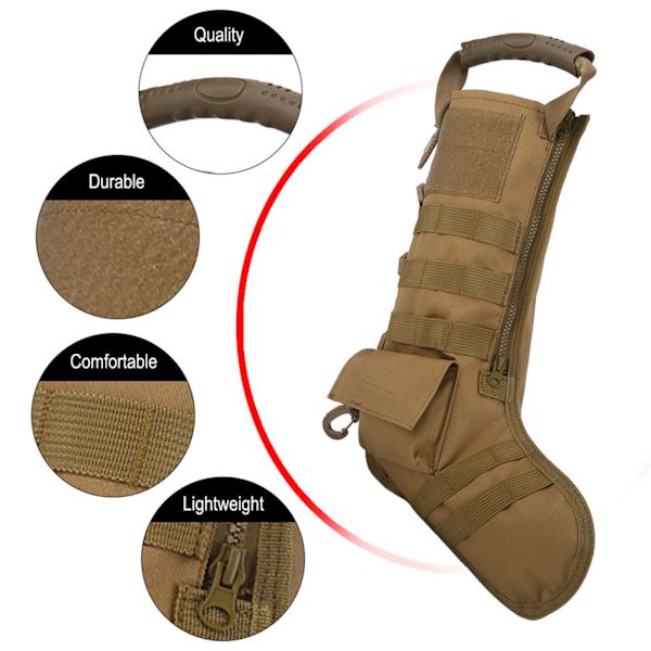 1 st Nylon Taktisk Julstrumpa Förvaringsväska Utomhus Militär Tillbehörspåse (Khaki)