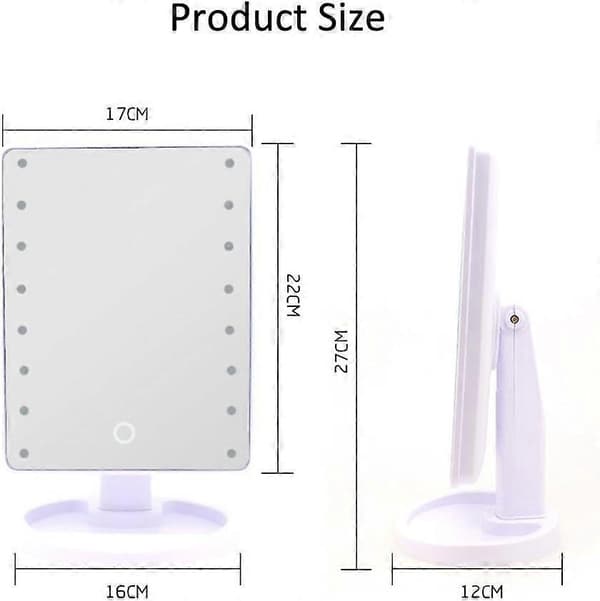 16 LED Smart Touch Screen Bærbart Bordplade Belyst Kosmetisk Makeupspejl (Hvid)