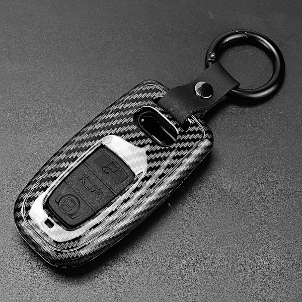Sort Carbon Fiber Stil Fjernbetjenings Nøglehus Etui Cover Passer til A6 Q5 A5 A7