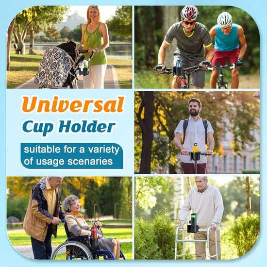 Stroller Cup Holder - With Storage Compartment for Phone - Suitable for Strollers and Bicycles