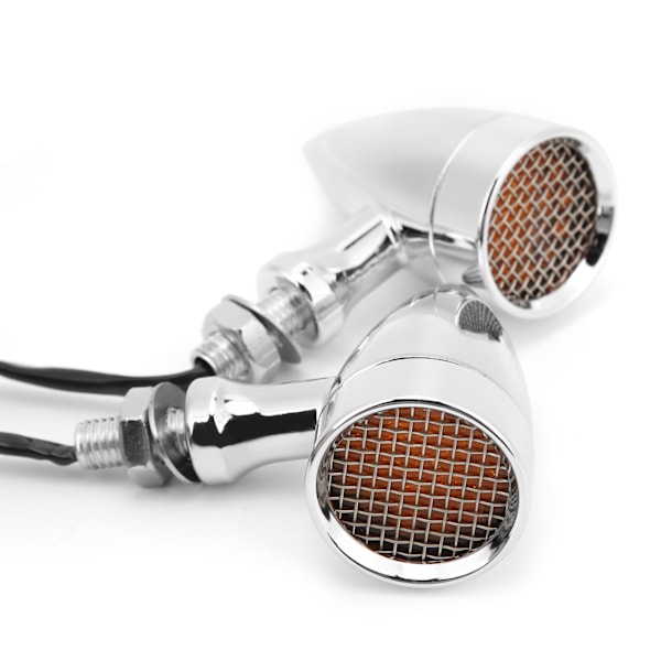2 st LED-blinkers för motorcykel 12V 10mm Amber Ljus Krompläterad Skal Universal