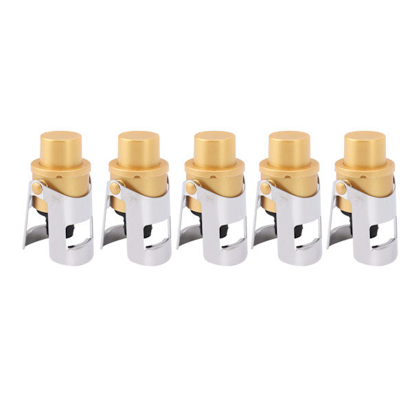 5-pack Gyllene Champagneförslutare Rostfritt Stål Återanvändbar Flaskförslutare Champagne Sparpropp