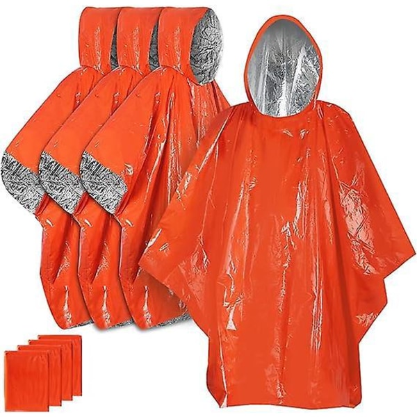 Vanntette regnponchoer for camping og fotturer - 4-pakning, reflekterende side for økt synlighet, holder deg varm og tørr