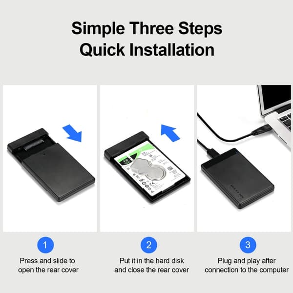 2,5-tums hårddiskkabinett, USB 3.0 hårddiskkabinett, SSD solid-state SATA seriell port externt hårddiskkabinett