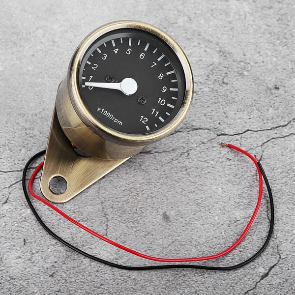 Motorcykel LED-omdrejningstæller Speedometer 12V Universal Autocykel Tilbehør (Messing) 0.6