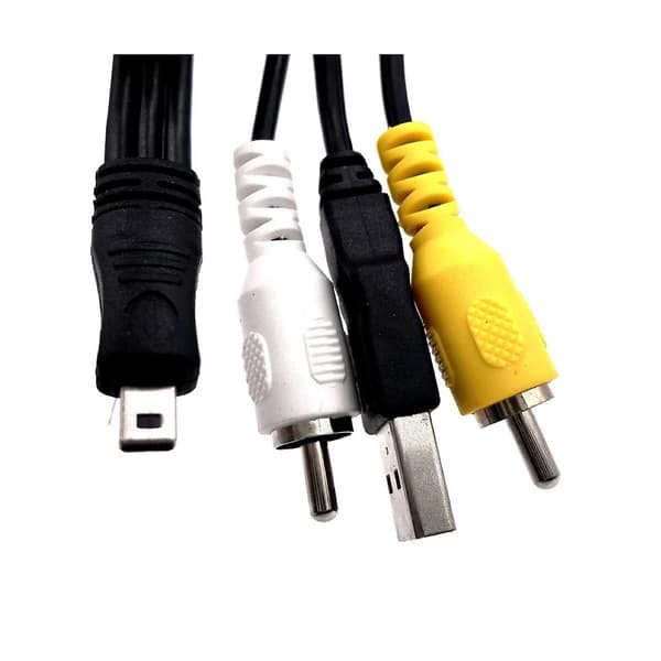 -E6 Kamera Mini 8-stifts USB-datakabel med video AV RCA Dual Multi-Function för CoolPix