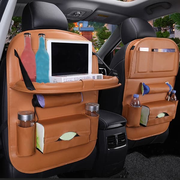 Universal Sete-Ryggpose Folding Organizer Pad Drikk Stolp Oppbevaring Lomme Bil Tilbehør (Gul)