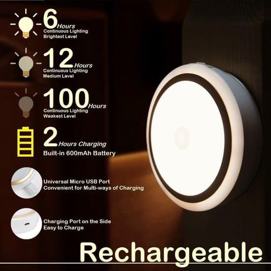 Night Light - Rechargeable Touch Lamp - Dimmable Night Light - With 10-minute timer - Warm White LED Lamp - Cabinet Lighting - Children's Room - Memory Function