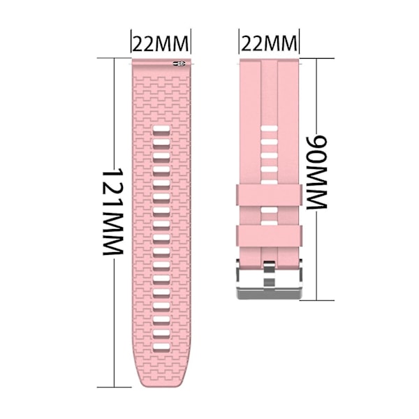 Vanntett 22mm silikonklokkebånd for Huawei GT/2 Pro Rosa