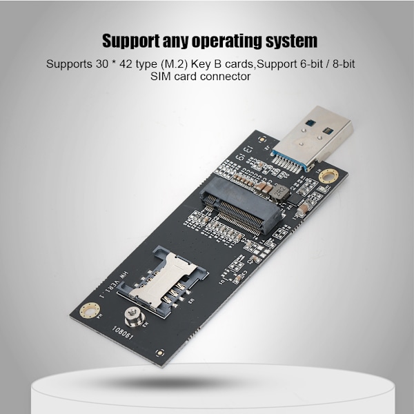 (M.2) KEY B til USB3.0 Adapterkort M.2 Kortmodul med SIM-kortslot