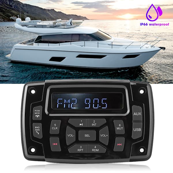 12V MP3-spiller Bluetooth FM AM Stereomottaker IP66 Vanntett Tilbehør for Marinebåt