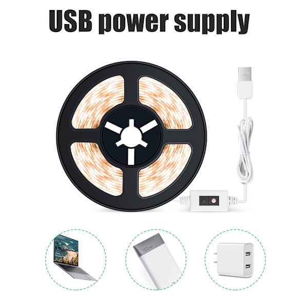 Vanntett LED Strip Smart Håndbevegelsessensor Lyslist USB Trinnløs Dimming Lysstripe for Kjøkkenskap
